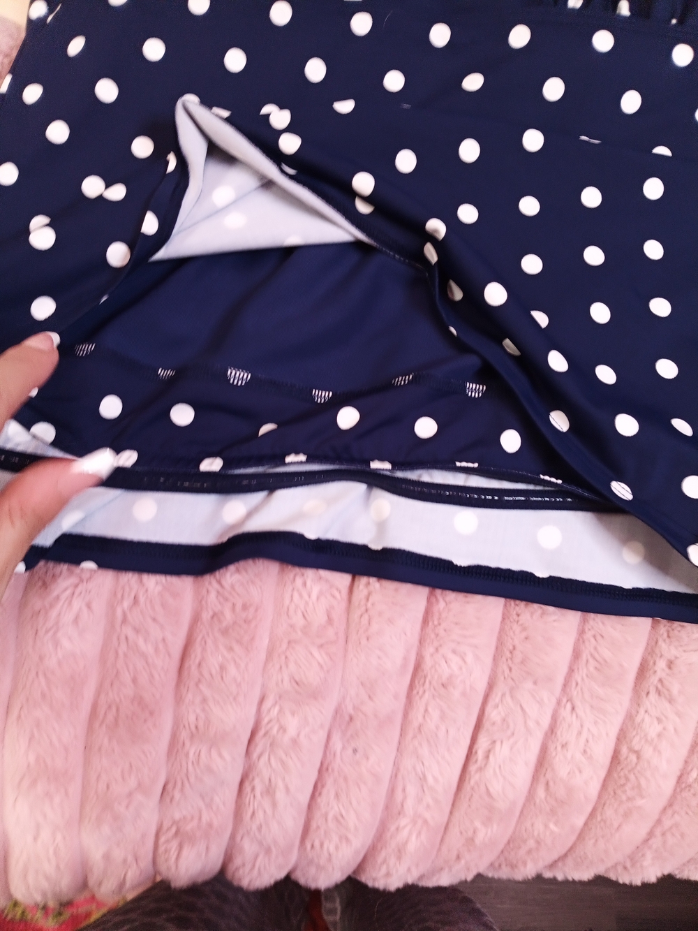 Lands' End Navy and White Polka Dot Tankini Top - Picture 2 of 8